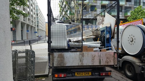 Construction waste being sorted for recycling